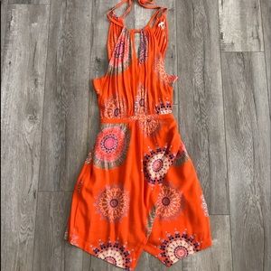 Anthropologie Orange Floreat Dress